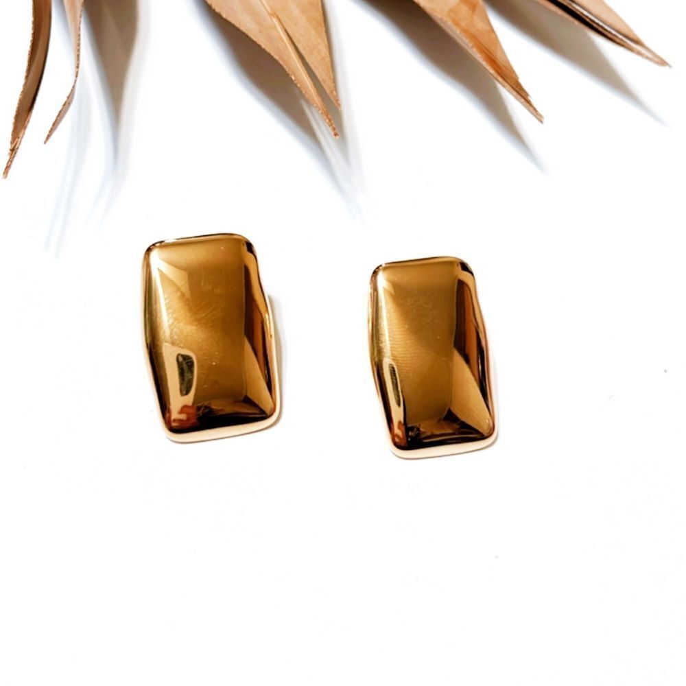Gold geo stud earrings #1003 - Picture 4 of 7